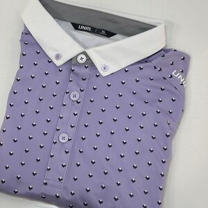 UNRL Quattro Polo Shirt XL Athletic Fit Purple Diamond Print Performance Men’s